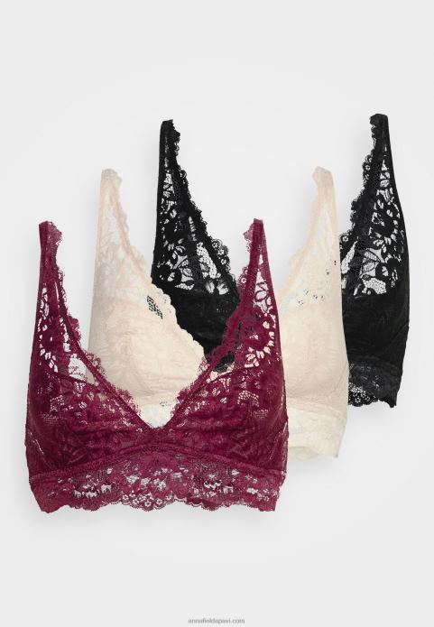 sievietes 3pp bralette bustier melns/bēšs/tumši sarkans 2LHT936 Anna Field