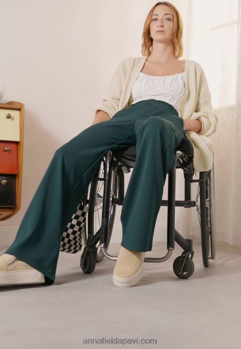 sievietes bikses tumši zaļas 2LHT650 Anna Field