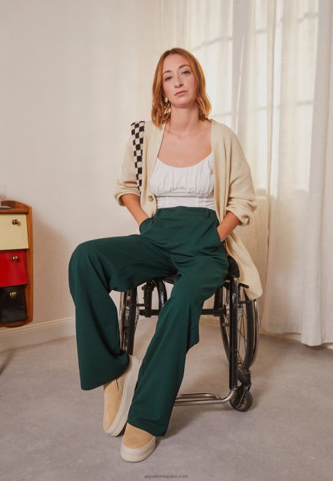 sievietes bikses tumši zaļas 2LHT650 Anna Field