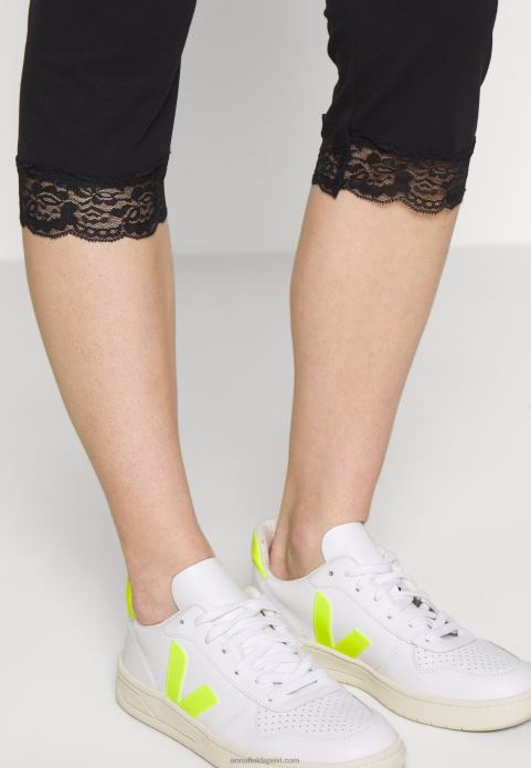 sievietes capri legingi ar mežģīņu legingi bikses melnas 2LHT655 Anna Field