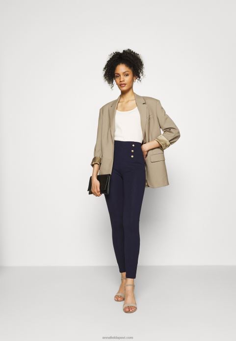 sievietes punto legingi ar pogas detaļu legingi bikses tumši zilas 2LHT654 Anna Field