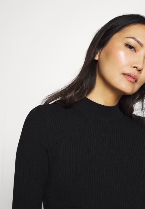 sievietes crew ausschnitt bodycon ripp mini stricckleid shift kleita melna 2LHT204 Anna Field