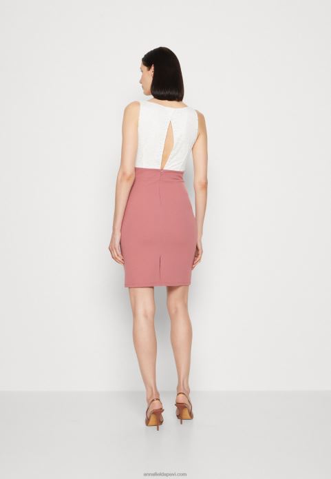 sievietes džersija kleita balta/rozā 2LHT36 Anna Field