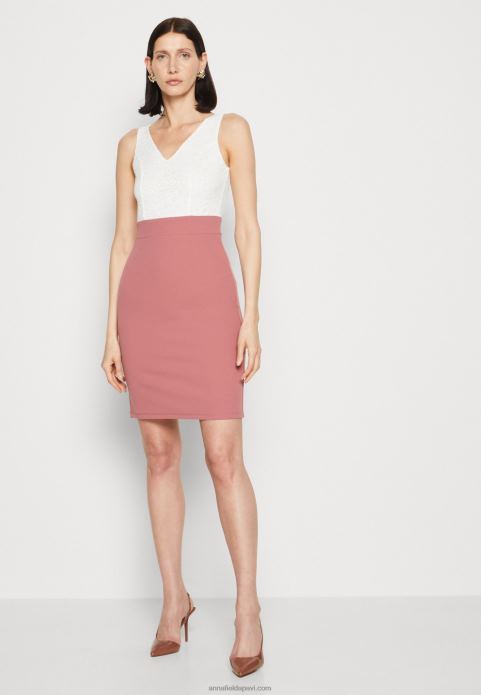 sievietes džersija kleita balta/rozā 2LHT36 Anna Field