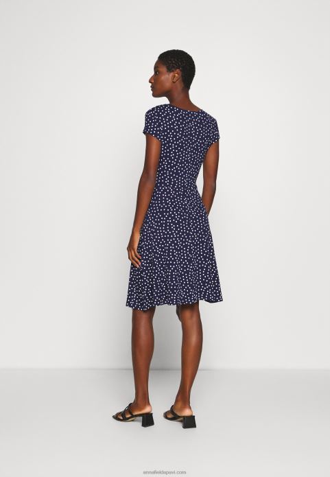 sievietes džersija kleita jūras zila/balta 2LHT129 Anna Field