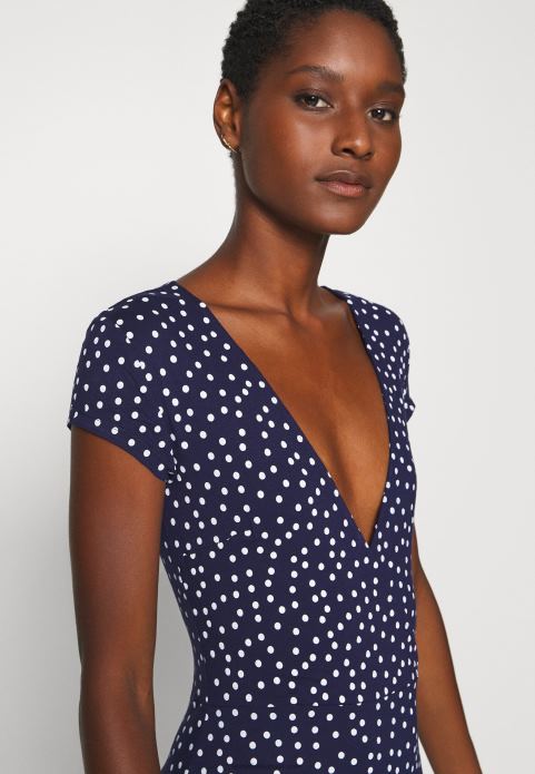 sievietes džersija kleita jūras zila/balta 2LHT129 Anna Field