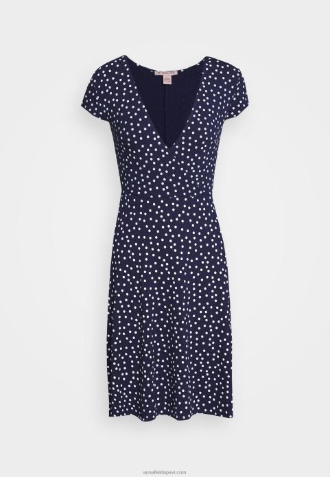 sievietes džersija kleita jūras zila/balta 2LHT129 Anna Field