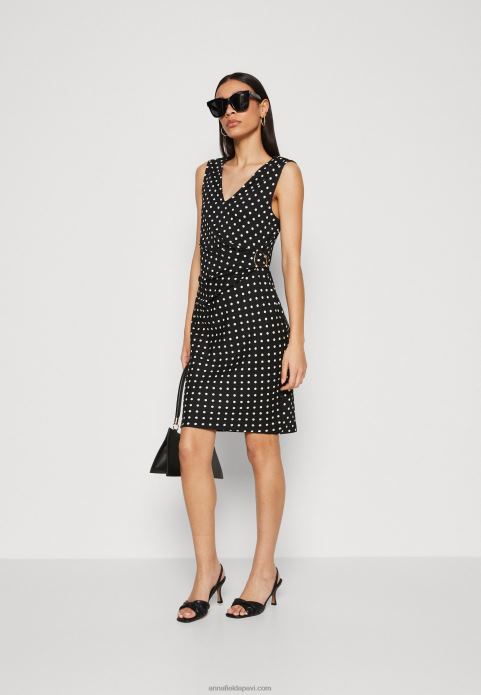 sievietes džersija kleita melna/balta 2LHT108 Anna Field