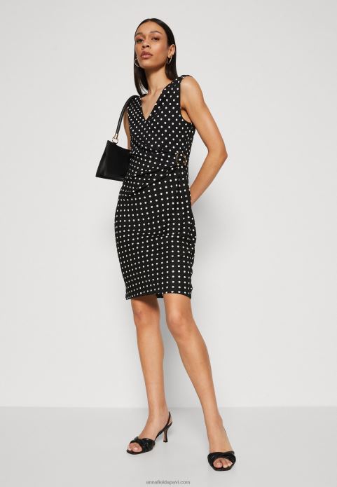 sievietes džersija kleita melna/balta 2LHT108 Anna Field