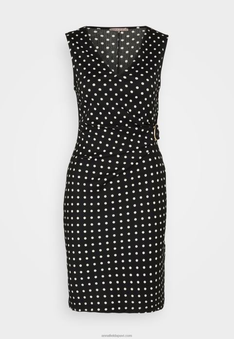 sievietes džersija kleita melna/balta 2LHT108 Anna Field