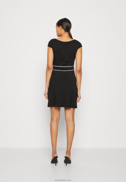 sievietes džersija kleita melna/balta 2LHT113 Anna Field