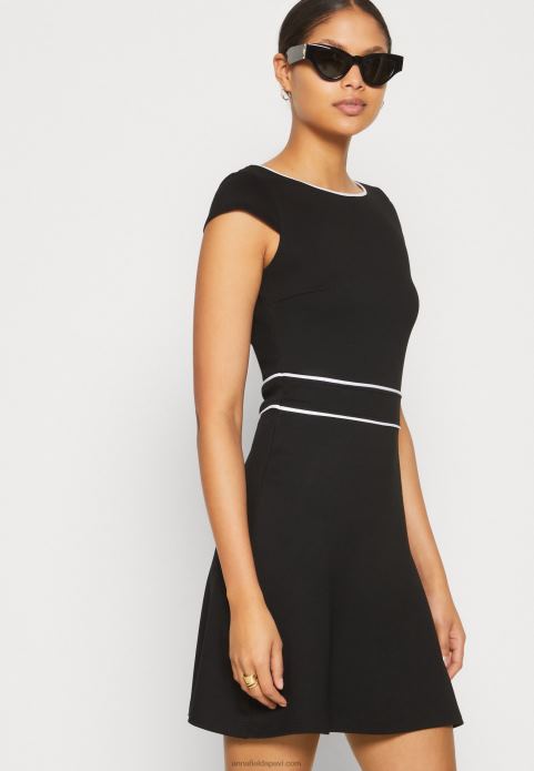 sievietes džersija kleita melna/balta 2LHT113 Anna Field