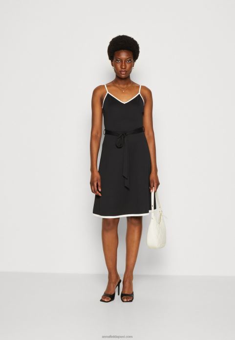 sievietes džersija kleita melna/balta 2LHT115 Anna Field