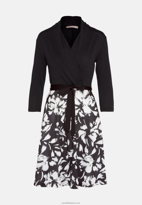 sievietes džersija kleita melna/balta 2LHT130 Anna Field