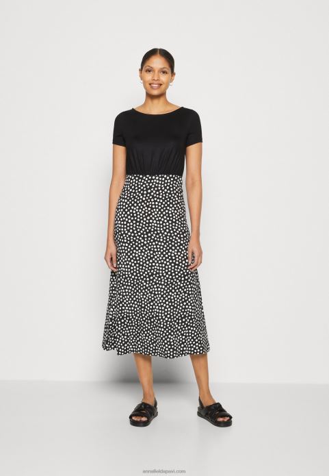 sievietes džersija kleita melna/balta 2LHT171 Anna Field