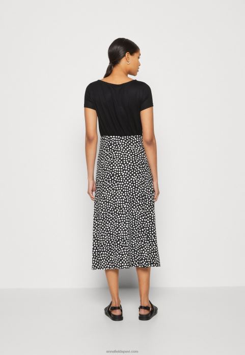 sievietes džersija kleita melna/balta 2LHT171 Anna Field