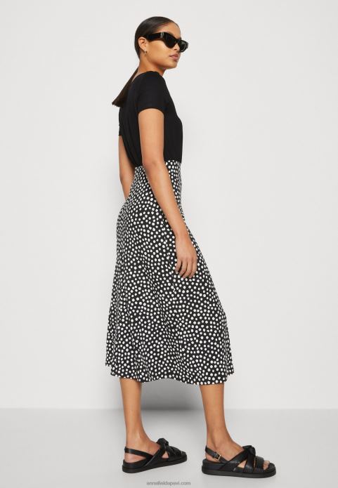 sievietes džersija kleita melna/balta 2LHT171 Anna Field