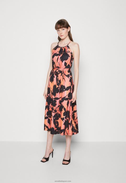 sievietes džersija kleita melna/oranža 2LHT47 Anna Field