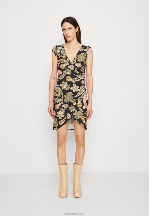 sievietes džersija kleita melna/vairāku krāsu 2LHT189 Anna Field