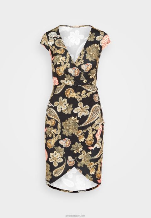 sievietes džersija kleita melna/vairāku krāsu 2LHT189 Anna Field