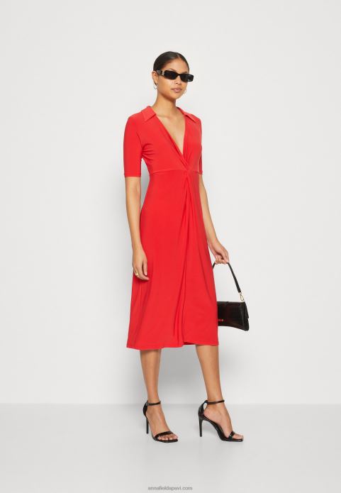 sievietes džersija kleita sarkana 2LHT142 Anna Field