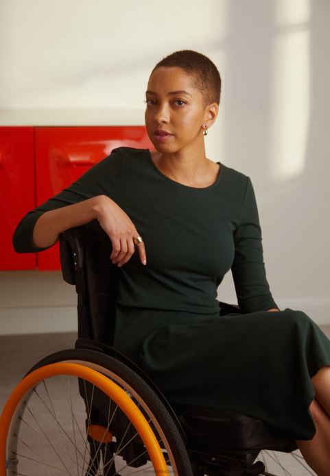 sievietes džersija kleita tumši zaļa 2LHT190 Anna Field