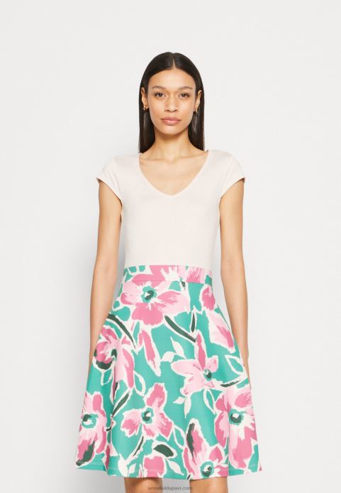 sievietes džinsa kleita balta/zaļa/rozā 2LHT68 Anna Field