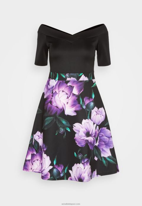 sievietes kokteiļkleitu ballīšu kleita melna/violeta 2LHT71 Anna Field