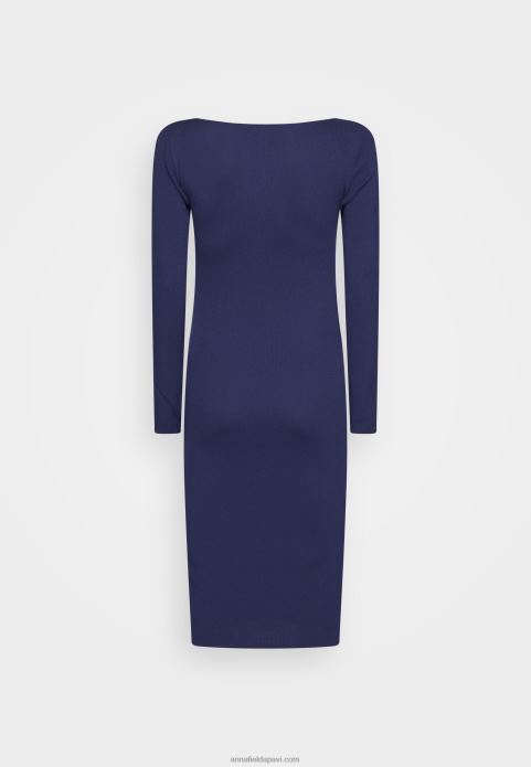 sievietes v ausschnitt bodycon midi stricckleid shift kleita tumši zila 2LHT214 Anna Field