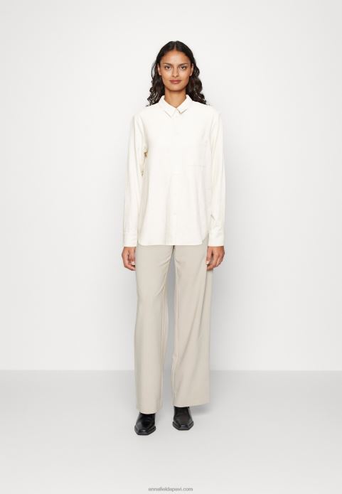 sievietes lina maisījuma pogām blūze pogām blūze bēša 2LHT680 Anna Field