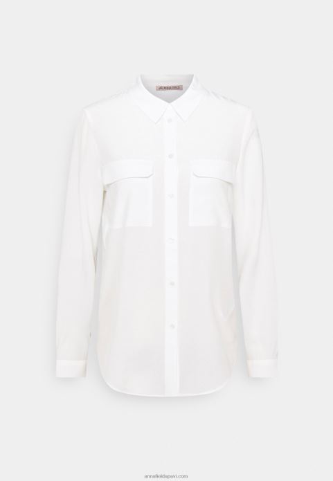 sievietes pamata blūze ar priekškabatām pogām blūze pelēkbalta 2LHT671 Anna Field