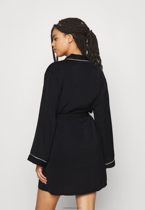 sievietes amanda satīna rītasvārki halāts melns 2LHT1088 Anna Field