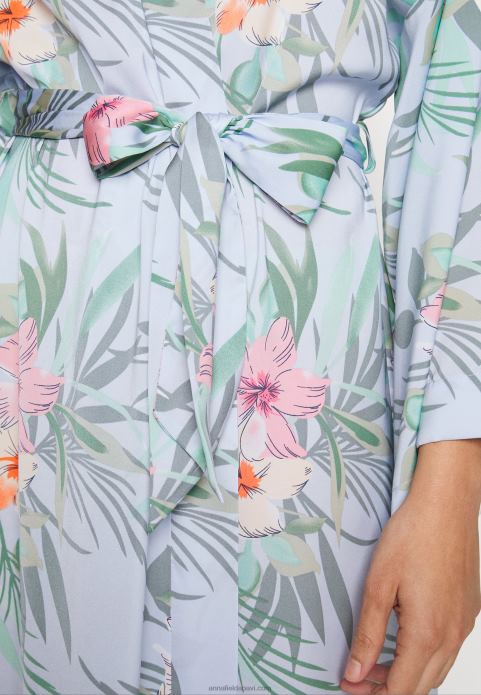 sievietes puķains halāts rītasvārki zils 2LHT1090 Anna Field