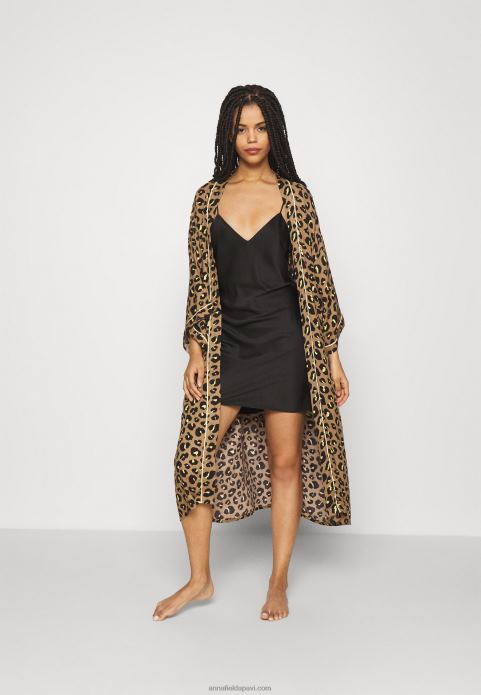 sievietes vienkārša satīna naktskrekls melna 2LHT1044 Anna Field