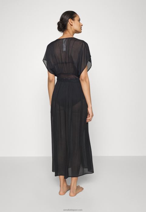 sievietes izšūts cover up 802 melns pludmales aksesuārs 802 melns 2LHT739 Anna Field