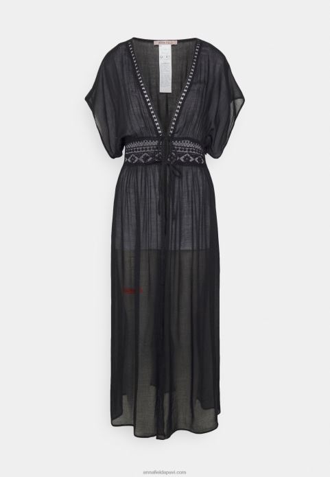 sievietes izšūts cover up 802 melns pludmales aksesuārs 802 melns 2LHT739 Anna Field