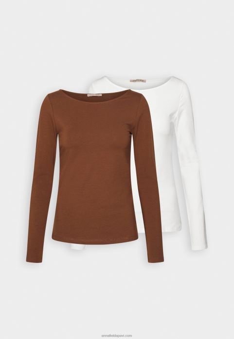 sievietes 2 iepakojums ar garām piedurknēm brūns/balts 2LHT584 Anna Field