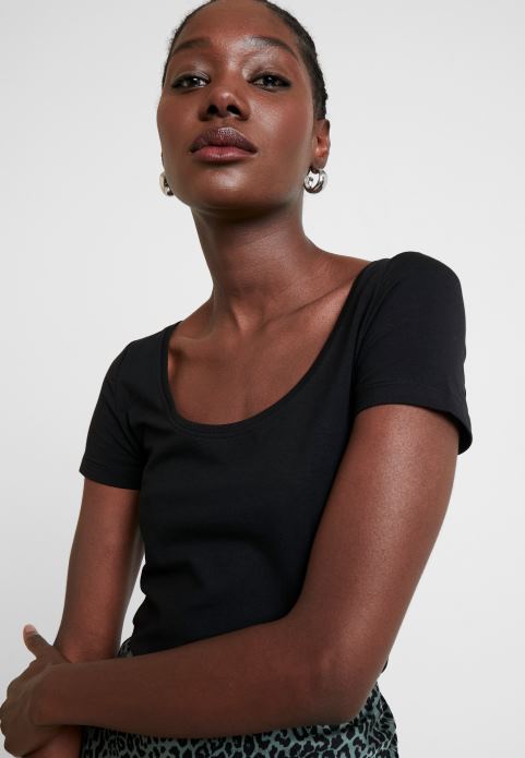 sievietes 2 iepakojumu pamata t-krekls melns 2LHT318 Anna Field