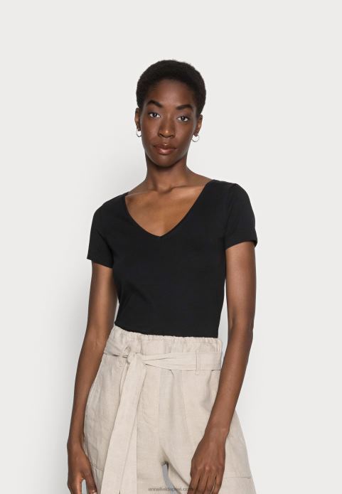 sievietes 2 iepakojumu pamata t-krekls melns 2LHT354 Anna Field
