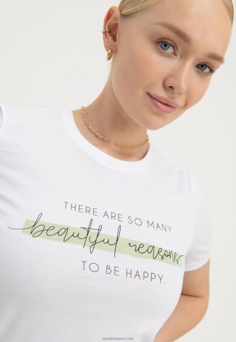 sievietes apdrukas t-krekls balts 2LHT239 Anna Field