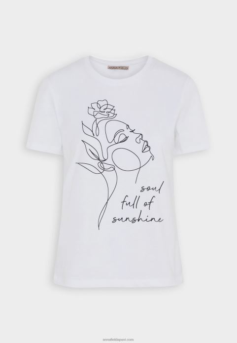 sievietes apdrukas t-krekls balts 2LHT364 Anna Field