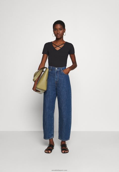 sievietes apdrukas t-krekls melns 2LHT249 Anna Field