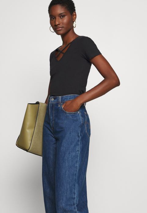 sievietes apdrukas t-krekls melns 2LHT249 Anna Field