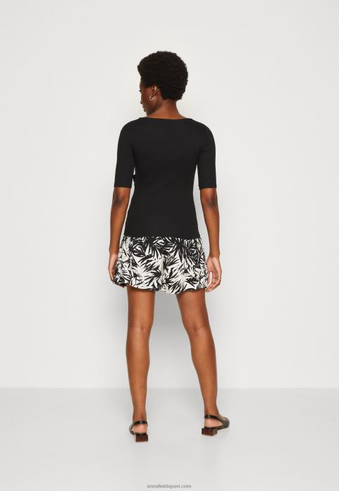 sievietes apdrukas t-krekls melns 2LHT268 Anna Field