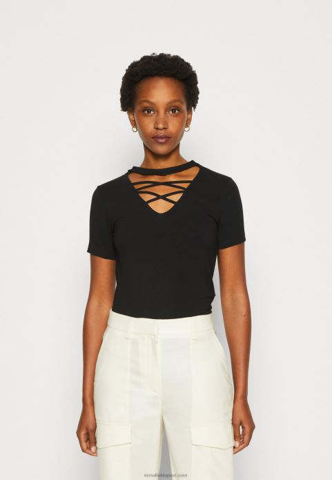 sievietes apdrukas t-krekls melns 2LHT325 Anna Field