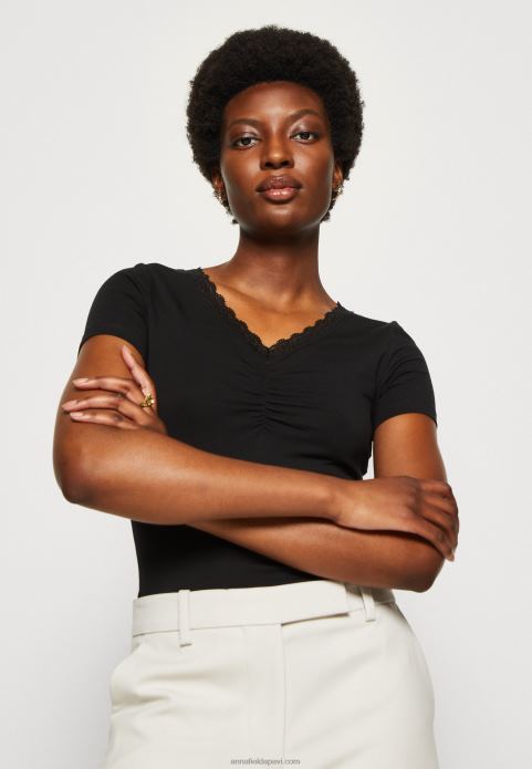 sievietes apdrukas t-krekls melns 2LHT353 Anna Field