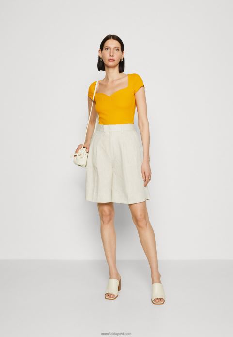 sievietes apdrukas t-krekls tumši dzeltens 2LHT250 Anna Field