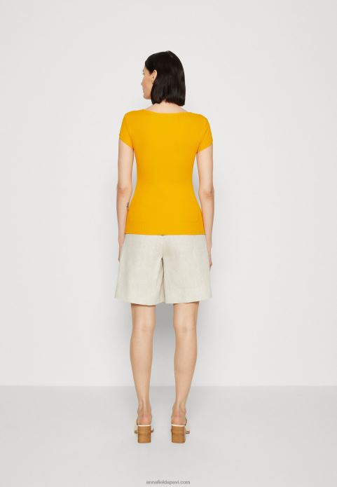 sievietes apdrukas t-krekls tumši dzeltens 2LHT250 Anna Field