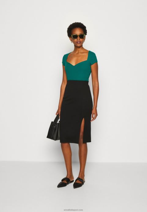 sievietes apdrukas t-krekls tumši zaļš 2LHT240 Anna Field