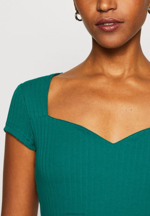 sievietes apdrukas t-krekls tumši zaļš 2LHT240 Anna Field